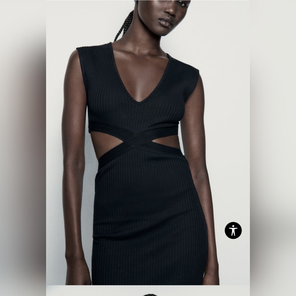 Zara cutout rib midi dress